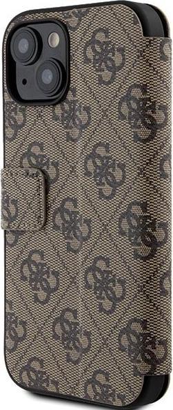 Actual product image Guess GUBKP15S4GMGBR iPhone 15 / 14 / 13 6.1" brązowy/brown book 4G Metal Logo (Apple iPhone 15, Apple iPhone 13, Apple iPhone 14)