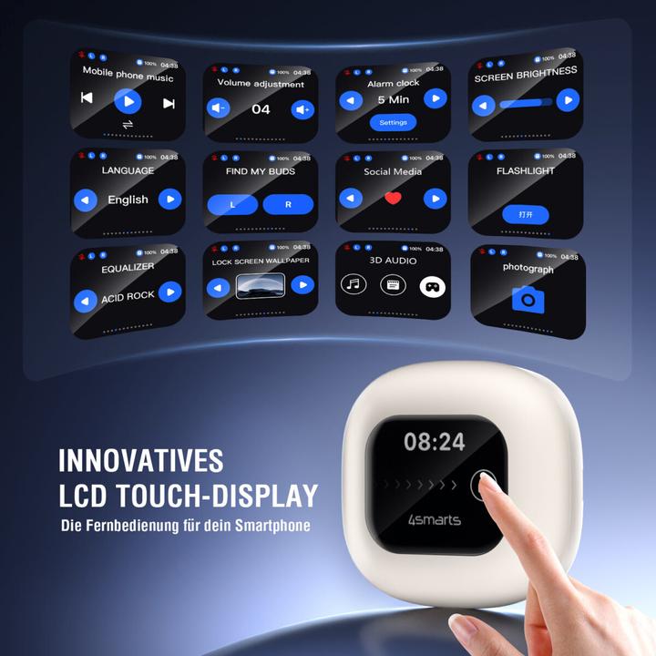 Produktbild 4smarts Open-Ear Bluetooth Kopfhörer SkyBuds AI Screen, Beige (Keine Geräuschunterdrückung, 4 h, Kabellos)