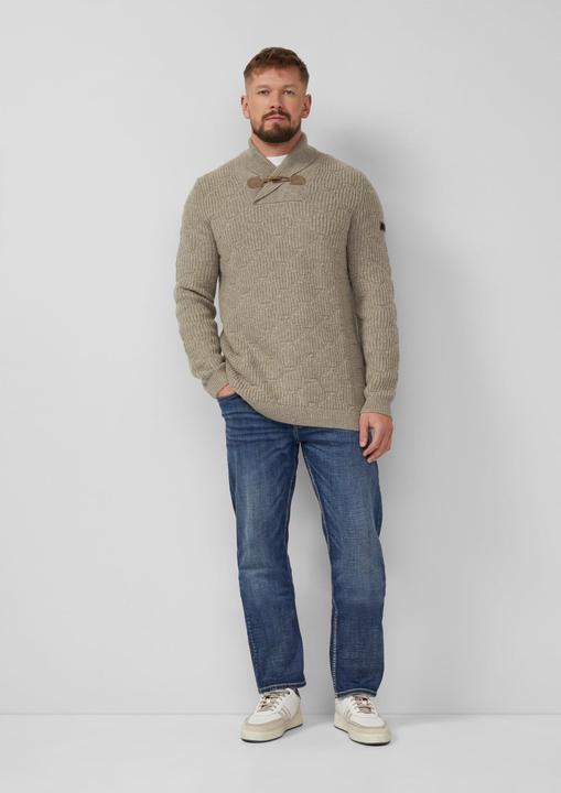 Image du produit s.Oliver Strickpullover Wollmix-Pullover mit Schalkragen und Struktur (XXL)