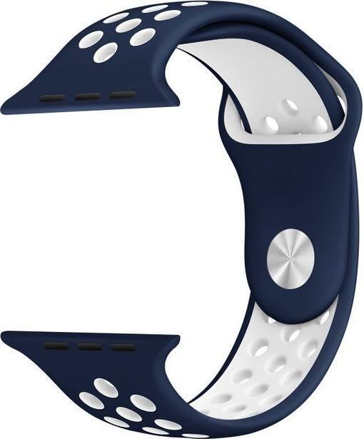 Immagine prodotto Hermex Apple Watch 44mm / 42mm S / M Silicone Sport Strap Cinturino Morbido BLU BIANCO (44 mm, 42 mm, Silicone)