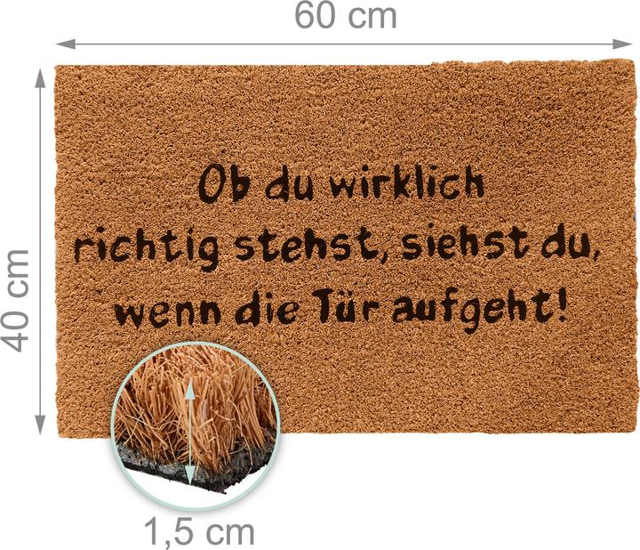 Produktbild Relaxdays GmbH Fussmatte Ob du wirklich richtig stehst (40 x 60 cm)