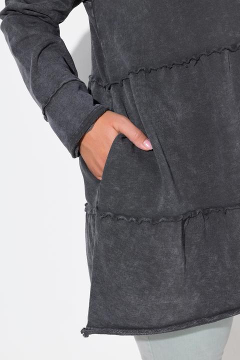Produktbild Ulla Popken Long-Hoodiejacke, Vintage-Look, A-Linie, Kapuze (46, 48)