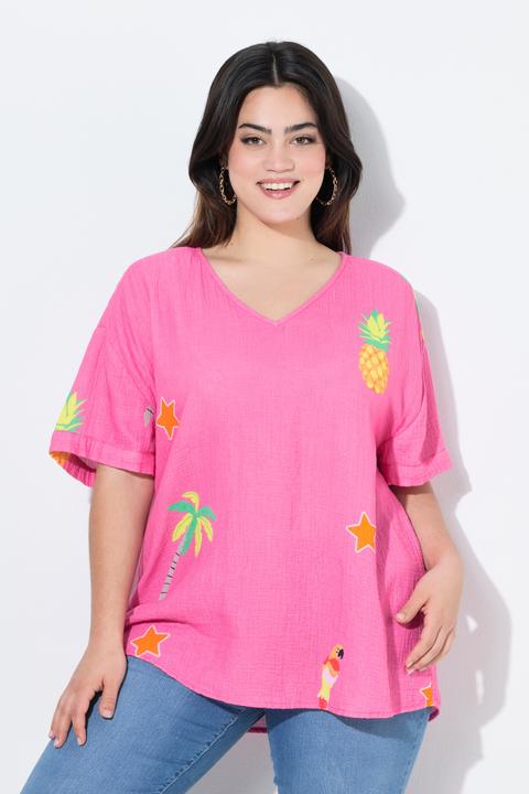 Immagine prodotto Angel of Style Blusa dal taglio oversize in mussola con stampa (50)