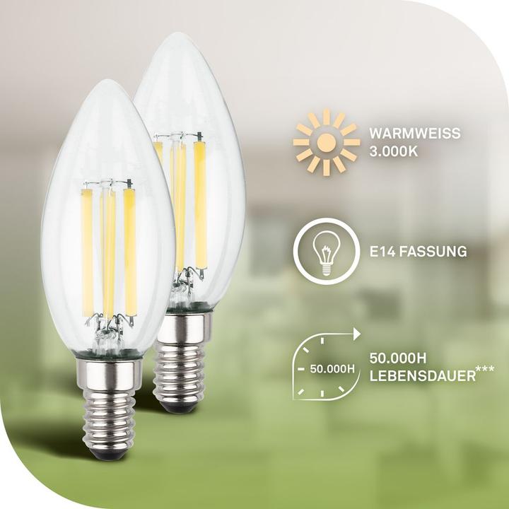 Actual product image Briloner BULB A Ultraeffizientes Leuchtmittel EEK A, E14 Kerze, 2er Set (E14, 840 lm, 2x)