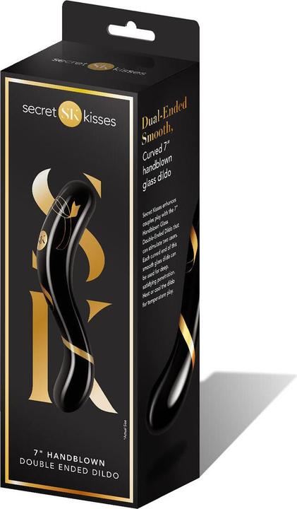 Produktbild Secret Kisses Handblown Glass Double Ended Dildo Black Gold (7")
