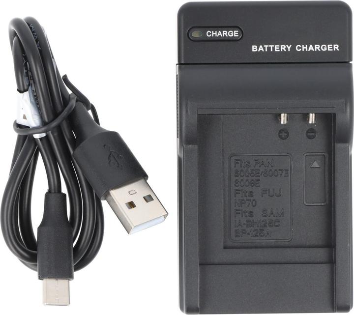 Produktbild AccuCell USB Ladegerät Panasonic CGA-S005, S005E, S007, S008, Fuji NP-70, DB-60, DB-70 (Kamera Akku Ladegerät)