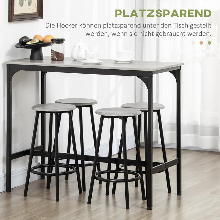 Produktbild Homcom Bartisch Set MDF, Metall Grau (110 x 50 x 89.50 cm)