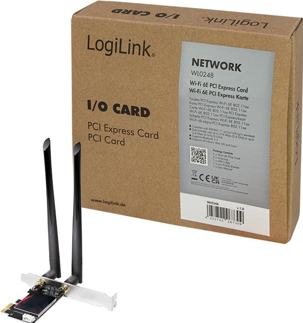 Actual product image LogiLink PCI Express card, WI-FI 6E &, BT5.0 (Mini PCI Express)