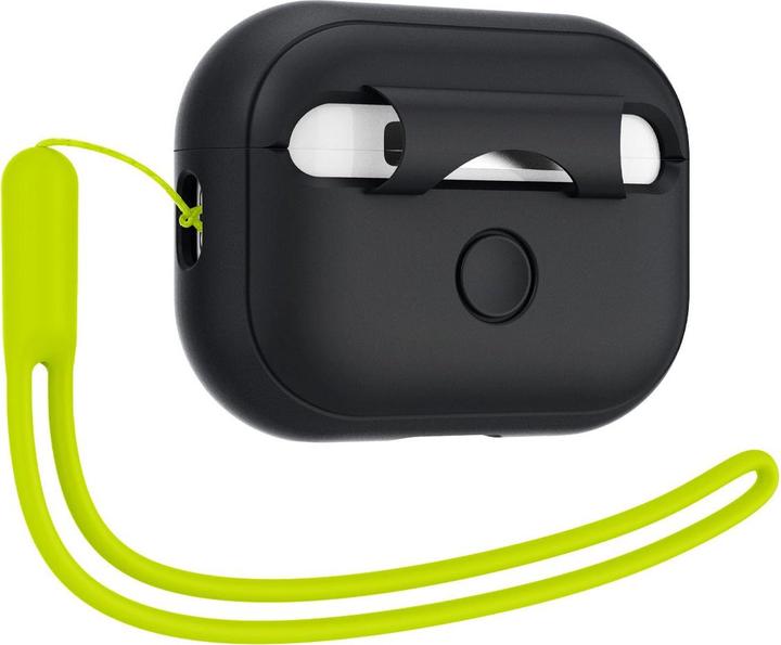 Actual product image Spigen SILICONE FIT STRAP Apple AIRPODS PRO 1 / 2 BLACK/PHANTOM GREEN (Headphone sleeve)