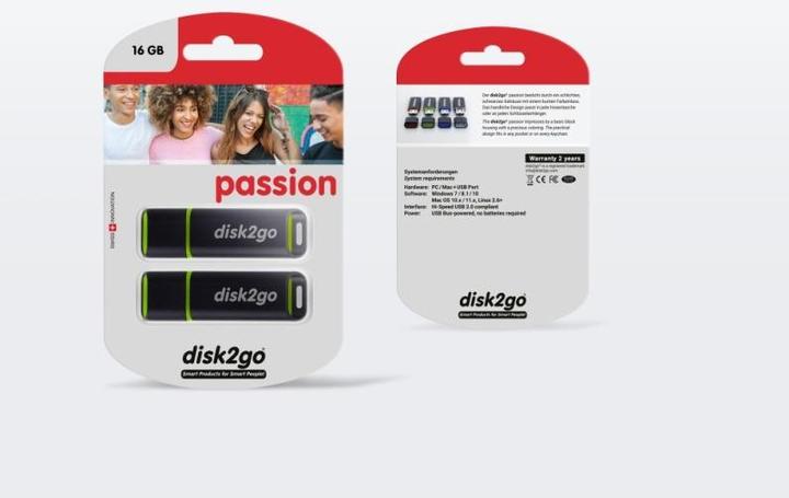Produktbild Disk2go passion 2.0 2-Pack (16 GB, USB-A)