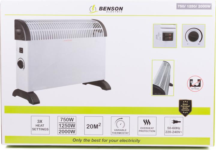 Actual product image Benson Electric Convector heater 750/1250/2000W medium white (2000 W)