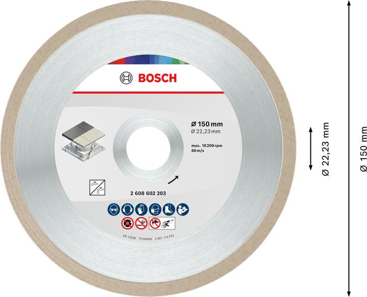 Produktbild Bosch Professional Zubehör Diamanttrennscheibe Standard for Ceramic, 150 x 22,23 x 1,6 x 7 mm, 1er-Pack