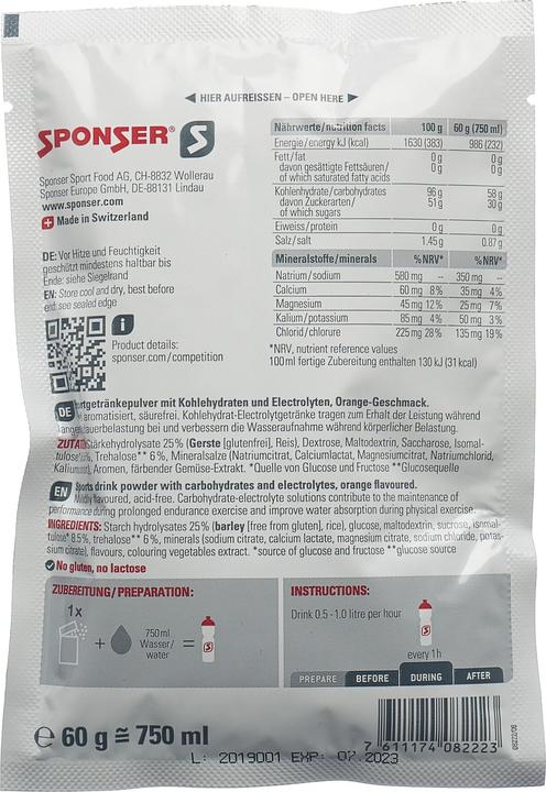 Immagine prodotto Sponser Competition, ORANGE Display (20 x 60 g) (Arancia, 20x)