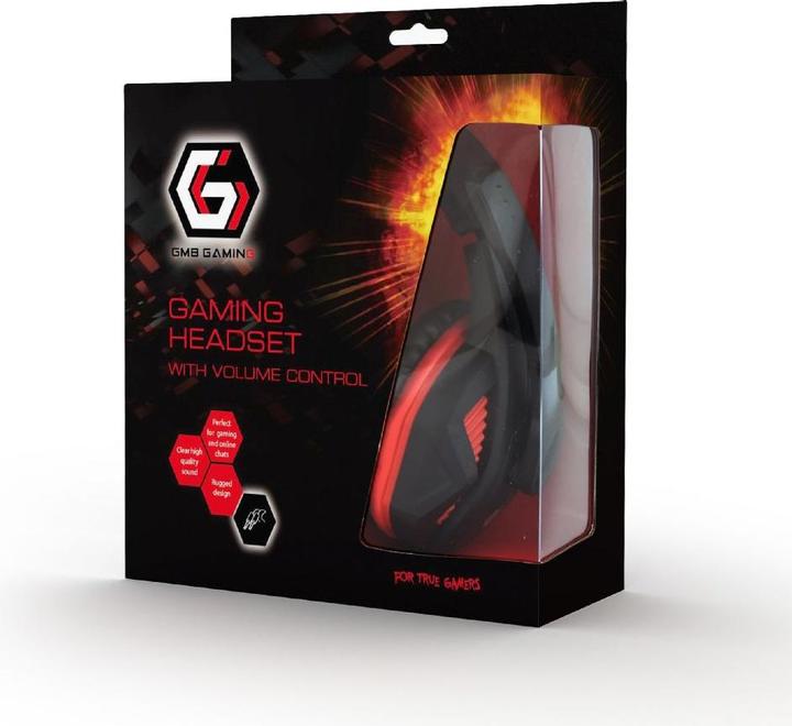Productafbeelding Gembird GHS-03 Gaming-headset met volumeregeling, mat zwart/rood (Bedraad)
