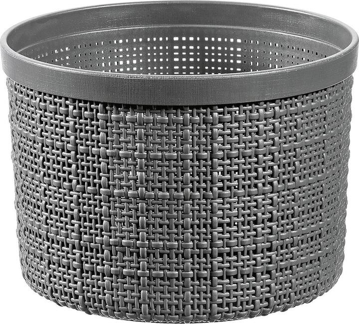 Actual product image Curver Round jute, 2 l, with lid, grey, 100% recycled, Acacia (17.10 cm, 2 l)