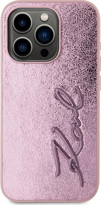 Produktbild Karl Lagerfeld Wrinkled PU Signature Logo Case for iPhone 15 Pro Pink (Apple iPhone 15 Pro)