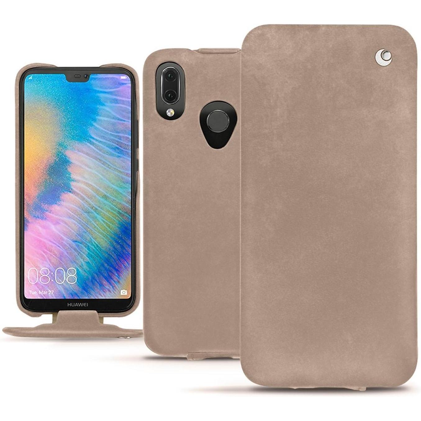 Noreve Lederschutzhülle vertikal (Huawei P20 Lite), Smartphone Hülle, Beige