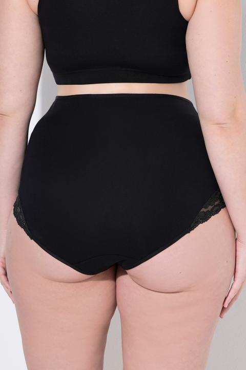 Actual product image Ulla Popken Bellieva Eco Cotton Lace Inset Stretch Brief Panty (50, 52)