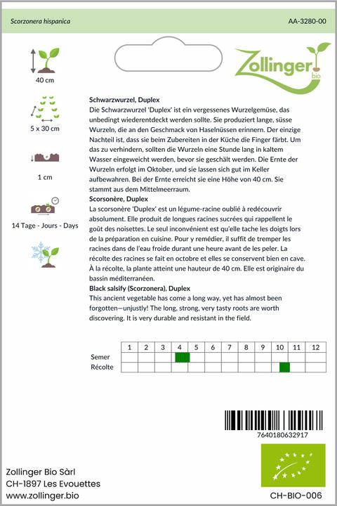 Image du produit Zollinger Bio Salsifis, duplex