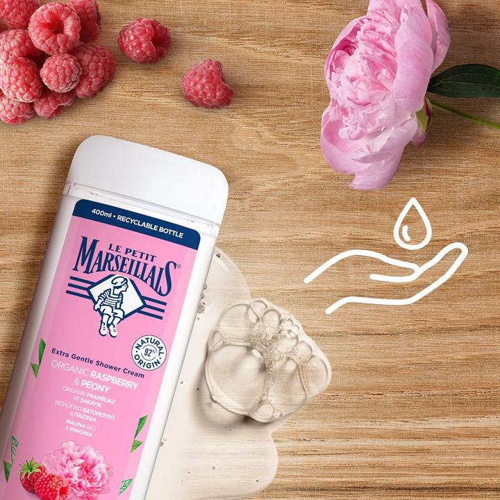 Actual product image Le Petit Marseillais Extra Gentle Shower Cream Organic Raspberry & Peony (400 ml)