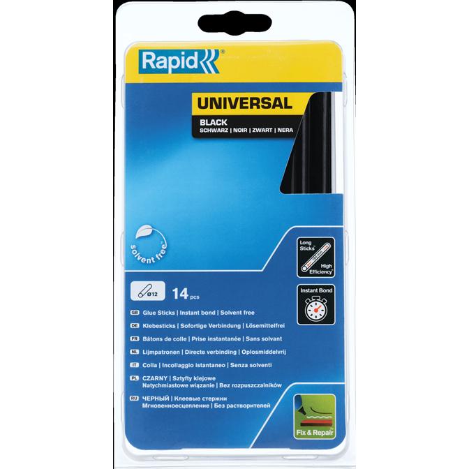 Rapid, Heisskleber, Universal Schwarze Klebesticks Ø12x190mm 14 Stück