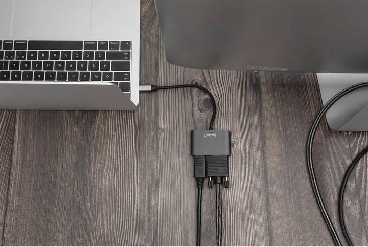 Produktbild Digitus USB Type-C™ 4K 2in1 DisplayPort + VGA Grafik-Adapter (USB Typ-C, 20 cm)