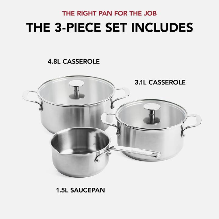 Produktbild KitchenAid Stainless Steel Pannenset 3-delig (Pfannenset + Topfset, Edelstahl)