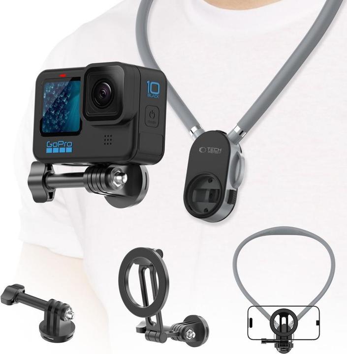 Actual product image Tech-Protect Ac200 Magnetischer Magsafe & Gopro & Dji Nackenhalter Crayon Grau