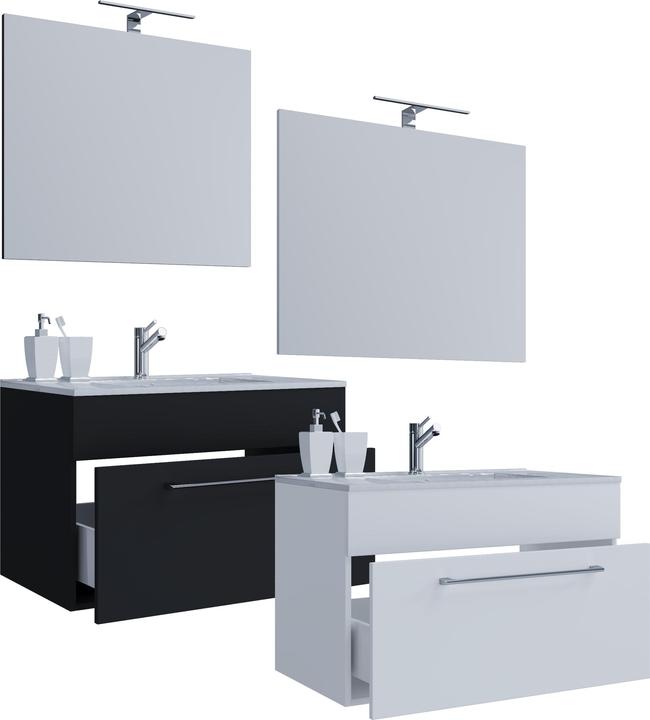 VCM Meuble vasque 3 vasques Badinos 1 tiroir Miroir