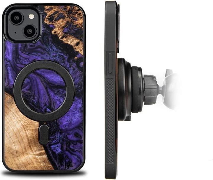 Actual product image Bewood Wood and resin case for iPhone 15 Plus MagSafe Unique Violet - purple and black (Apple iPhone 15 Plus)