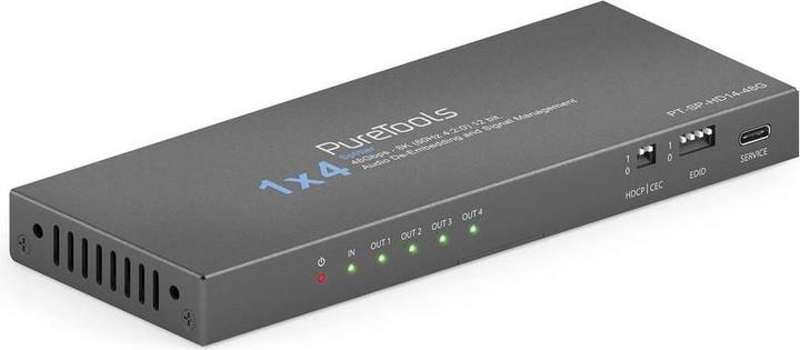 Purelink PureTools - 1x4 HDMI2.1 Splitter - 48Gbps - 8K (60Hz 4:2:0) 12 bit, Audio De-Embedding and Signal M