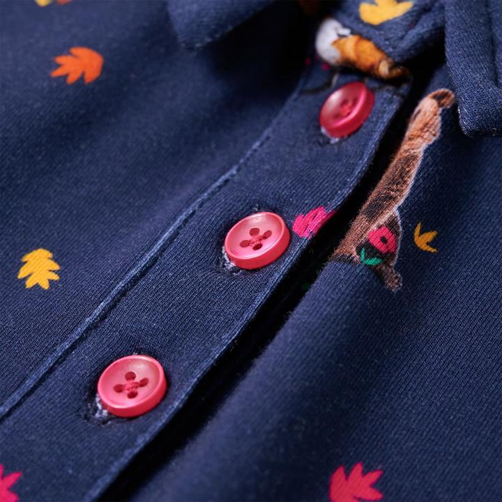 Produktbild vidaXL Kinderkleid mit Langen Ärmeln und Kordelzug Marineblau (140)