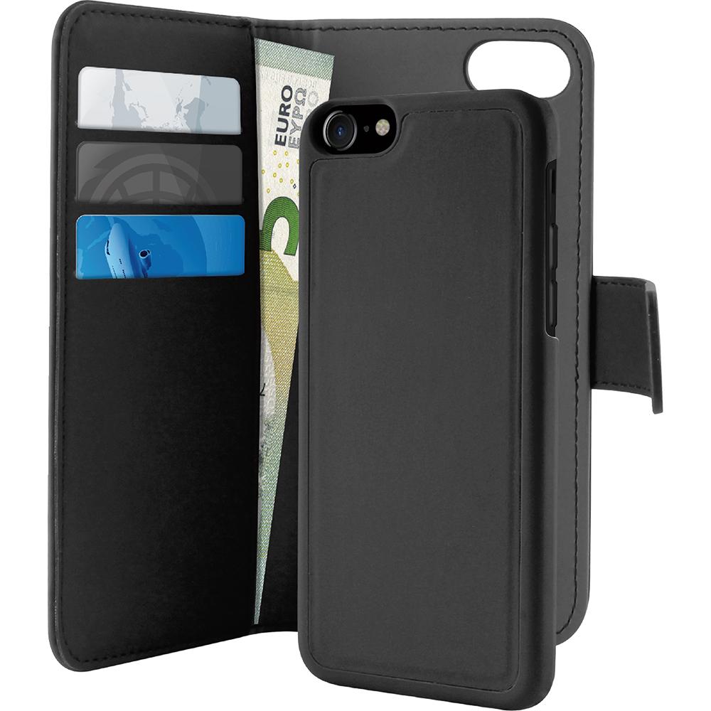 Puro Faux leather wallet - case for iPhone 7/8/SE 2020, black (Apple iPhone 7), Smartphone Hülle, Schwarz
