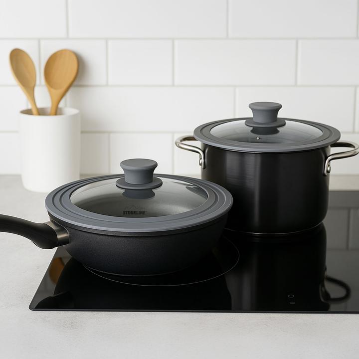 Actual product image Stoneline Universal glass lid 13406 Lid, Diameter 16/18/20 cm, Transparent (20 cm, Glass, Plastic)