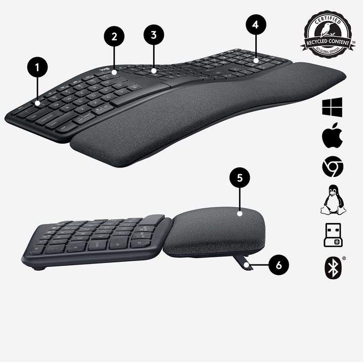 Actual product image Logitech Ergo K860 (Eng. Int., Wireless)