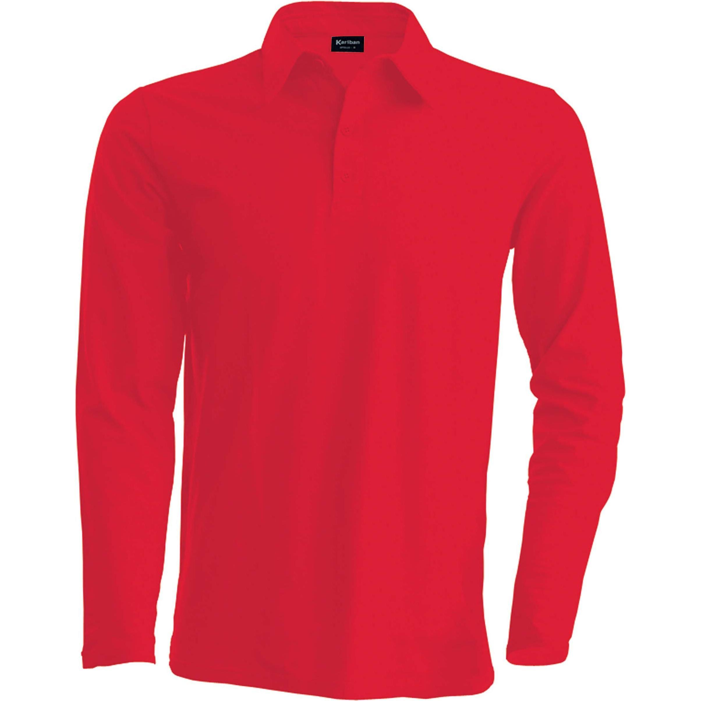 Kariban, Herren, Shirt, Langärmeliges Polo-Shirt, Rot, (M)