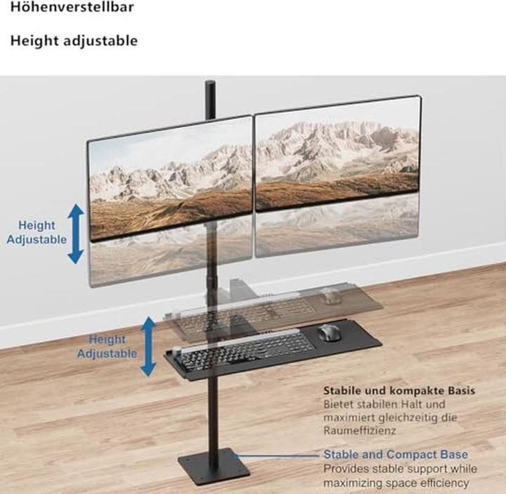 Produktbild myWall My Wall Mobiler Sitz-/Steh-PC-Arbeitsplatz (Boden, 31.89", 9 kg)