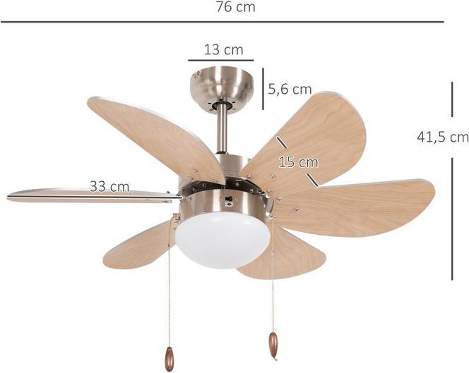 Produktbild Swisshandel24 Deckenventilator, LED Beleuchtung 16W Deckenlampe mit Ventilator, 6 umkehrbare Flügel, für Wohnzimme (42 dB)