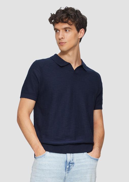 Produktbild S.Oliver Strickpullover Gestricktes Poloshirt mit Flammgarnstruktur (XXL)