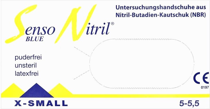 Produktbild Senso Nitril-Handschuhe, puderfrei, 200 Stück, Grösse XS, blau (XS)
