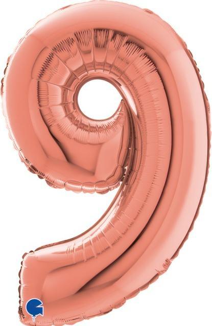 Produktbild Grabo Folienballon Zahlenballons 9 Rose- 66cm leer (1 x)