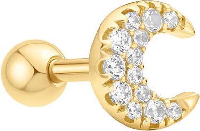 Ania Haie Gold Pave Crescent Moon Barbell Einzel Ohrstecker (Argento 925)