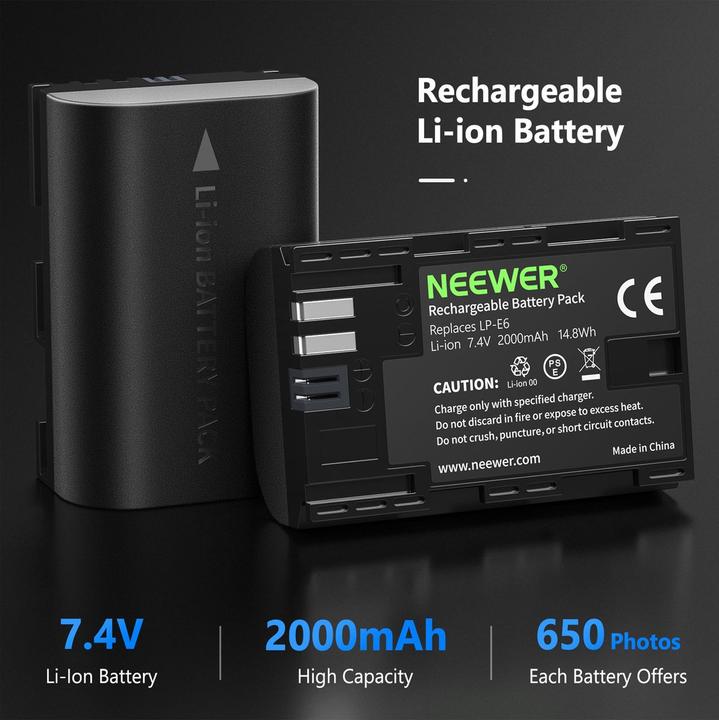 Actual product image Neewer LP-E6 (Camera battery, Camera battery charger)