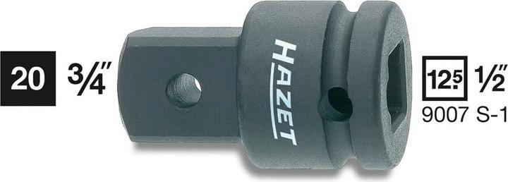 Actual product image HAZET Amplifier 9007S-1 ∙ Square, hollow 12.5 mm (1/2 inch) ∙ Square, solid 20 mm (3/4 inch)