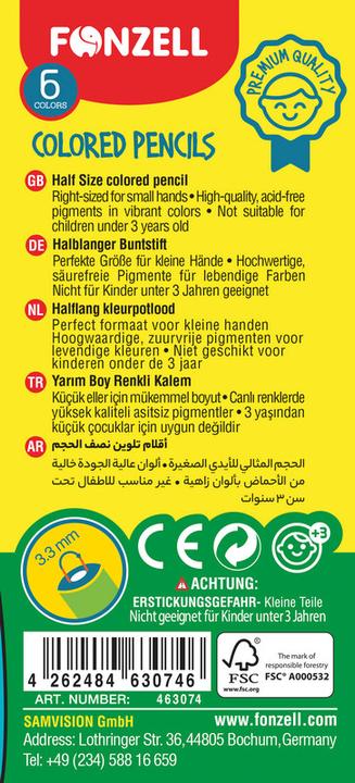 Image du produit Fonzell Crayons de couleur Mini dans étui en carton (6x)