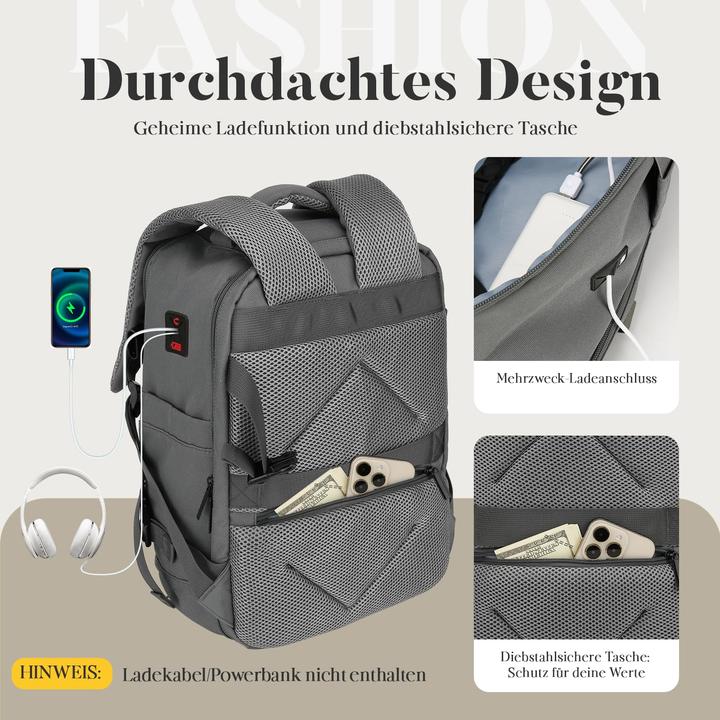 Produktbild Only-Bags.Store Handgepäck Rucksack Leichtes Laptopfach & Diebstahlsicherung (20 l)