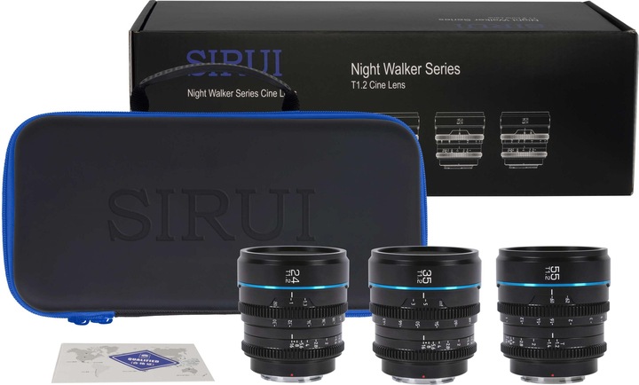 Actual product image Sirui Nightwalker 24 35+55mm T1.2 S35 MF Cine Lens Bundle X-Mount (Fujifilm X, APS-C / DX, full size)