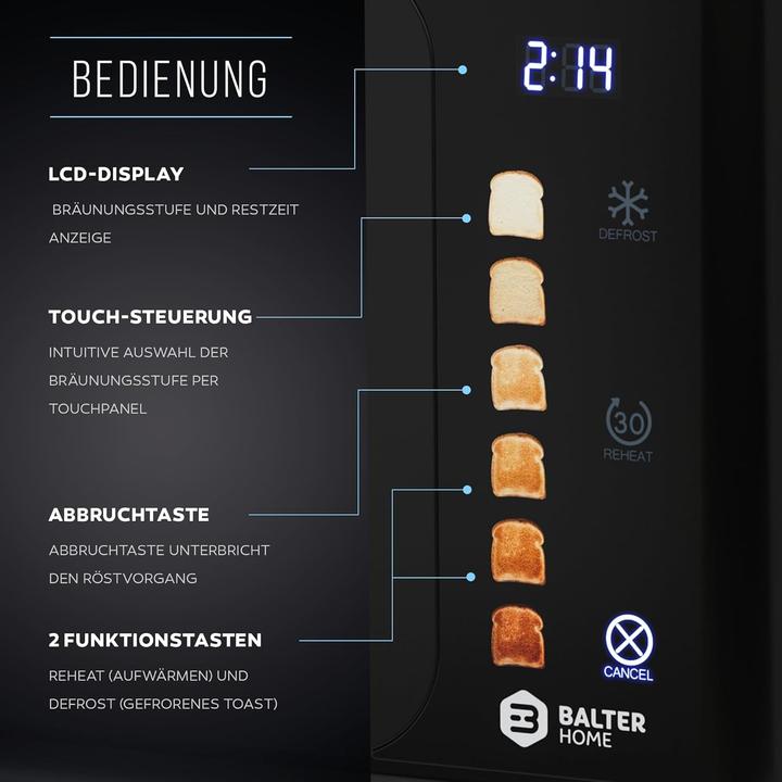 Produktbild Balter Langschlitztoaster TS-44 mit Touch-Bedienung und LCD Display