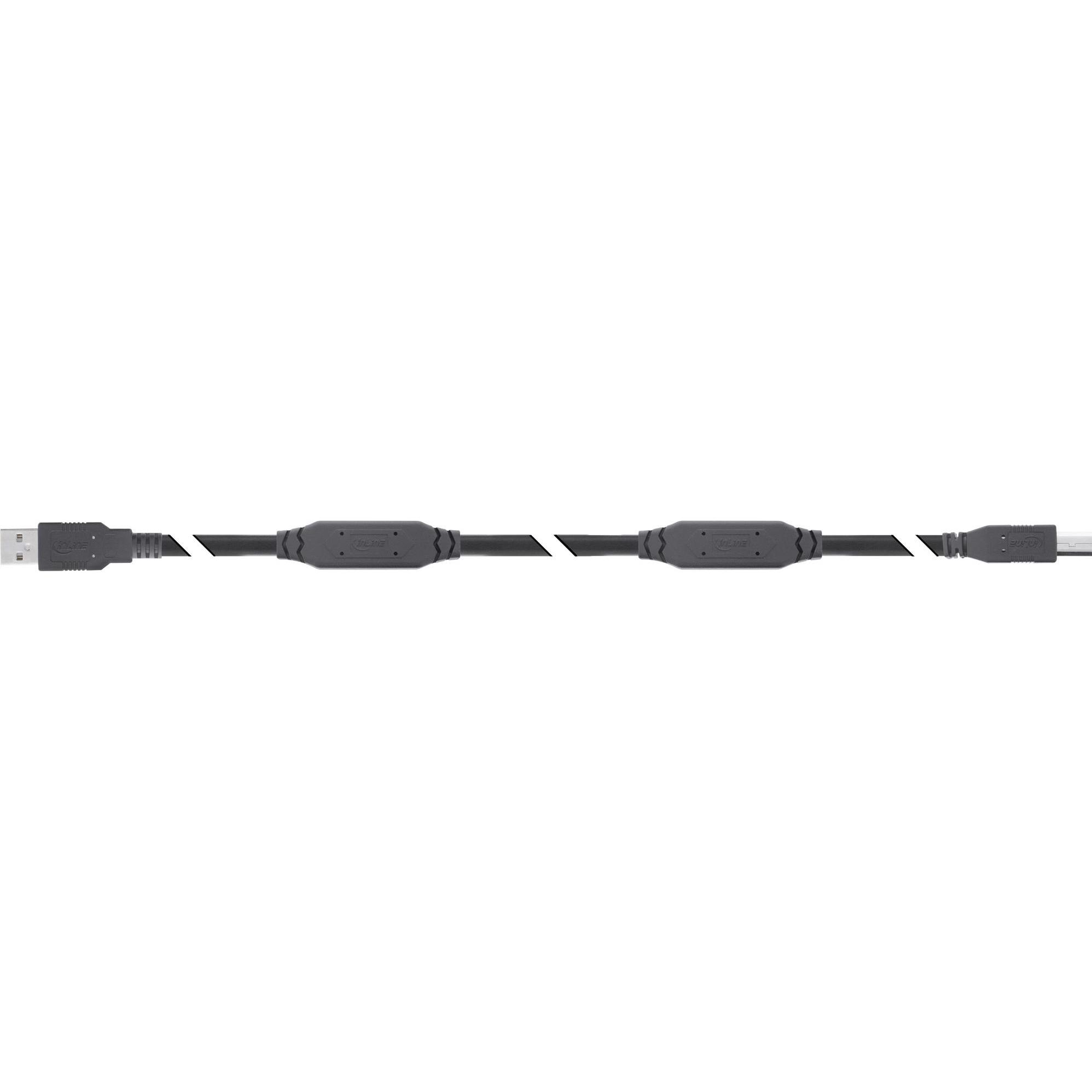 Thumbnail - InLine USB 2.0 Aktiv-Kabel, USB-A Stecker zu USB-B Stecker, 15m (15 m, USB 2.0), USB Kabel