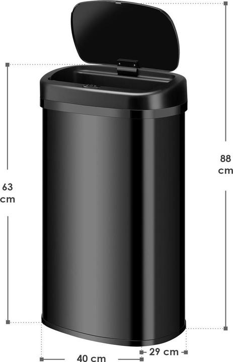 Image du produit Juskys Mülleimer 60L viereckig mit Sensor - Schwarz (60 l)